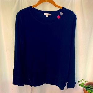EUC Lisa Todd Navy Blue lightweight cotton cashmere sweater size PL